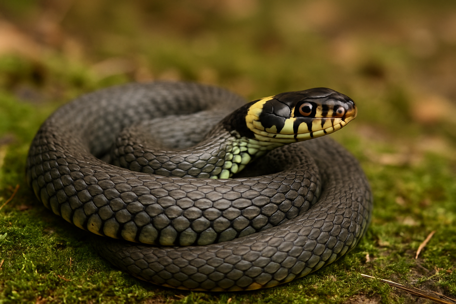 cobra preta enrolada simbolizando medo reprimido nos sonhos