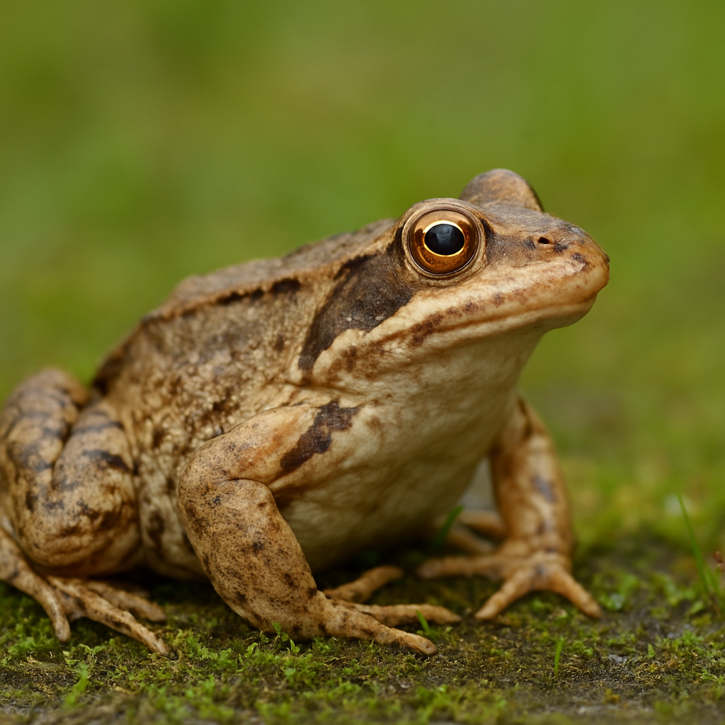 Sapo marrom em solo úmido, remetendo a sonhos com sapo ligados à estabilidade e introspecção.