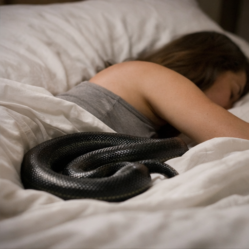 Cobra sobre a cama representando o significado de sonhar com cobra na cama
