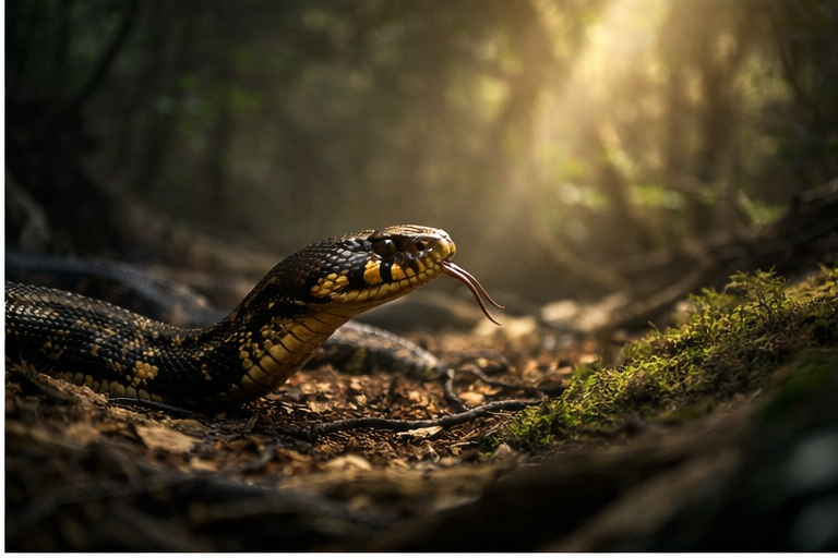 Cobra viva em ambiente natural simbolizando energia ativa e instintos despertos no sonho