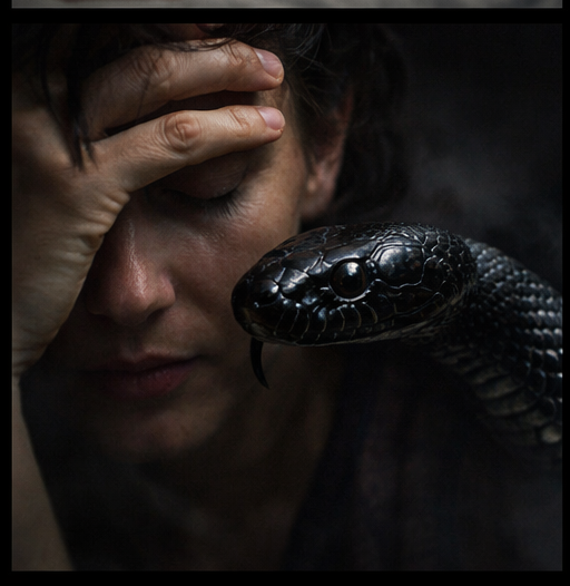 Expressão de angústia associada a sonhar com cobra preta e conflitos emocionais internos