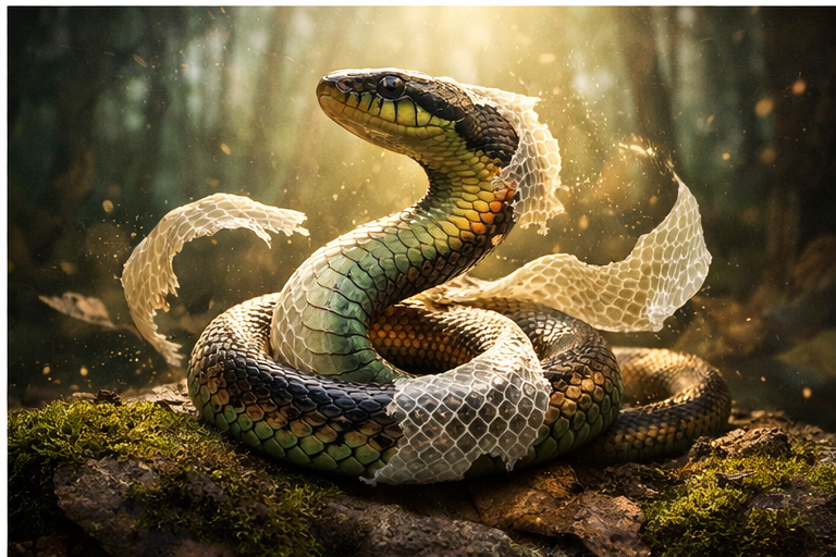 Significado de sonhar com cobra trocando de pele como símbolo de evolução interior