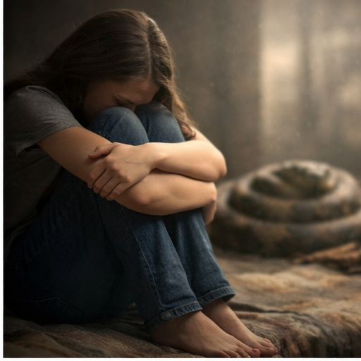 Imagem representando a interpretação psicológica de sonhar com cobra enrolada e autocontrole emocional.