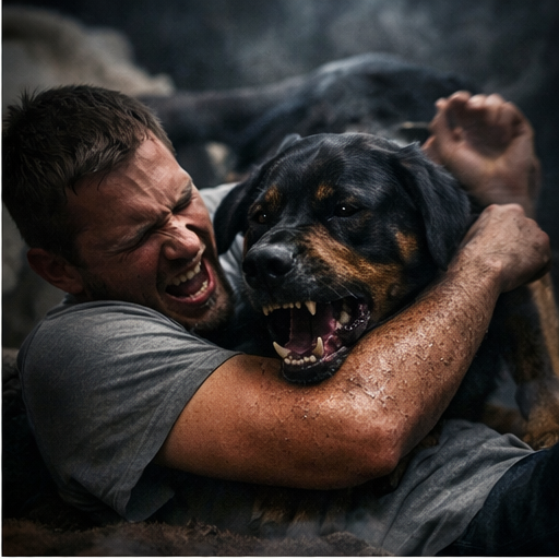 Representação de um cachorro atacando em sonho indicando confronto emocional e sensação de ameaça