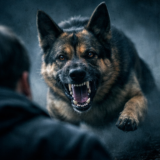 Cachorro bravo rosnando em sonho representando alerta emocional e conflito interno