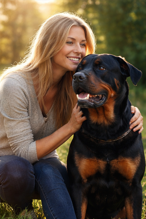 Cachorro em atitude de defesa próximo a uma pessoa, transmitindo segurança