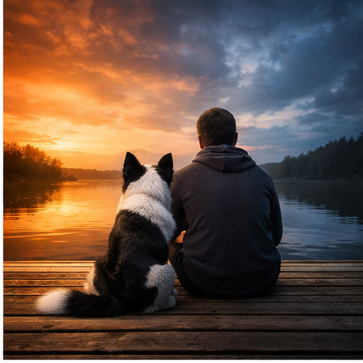 Rosto de cachorro de duas cores representando conflito interno e integração emocional no sonho