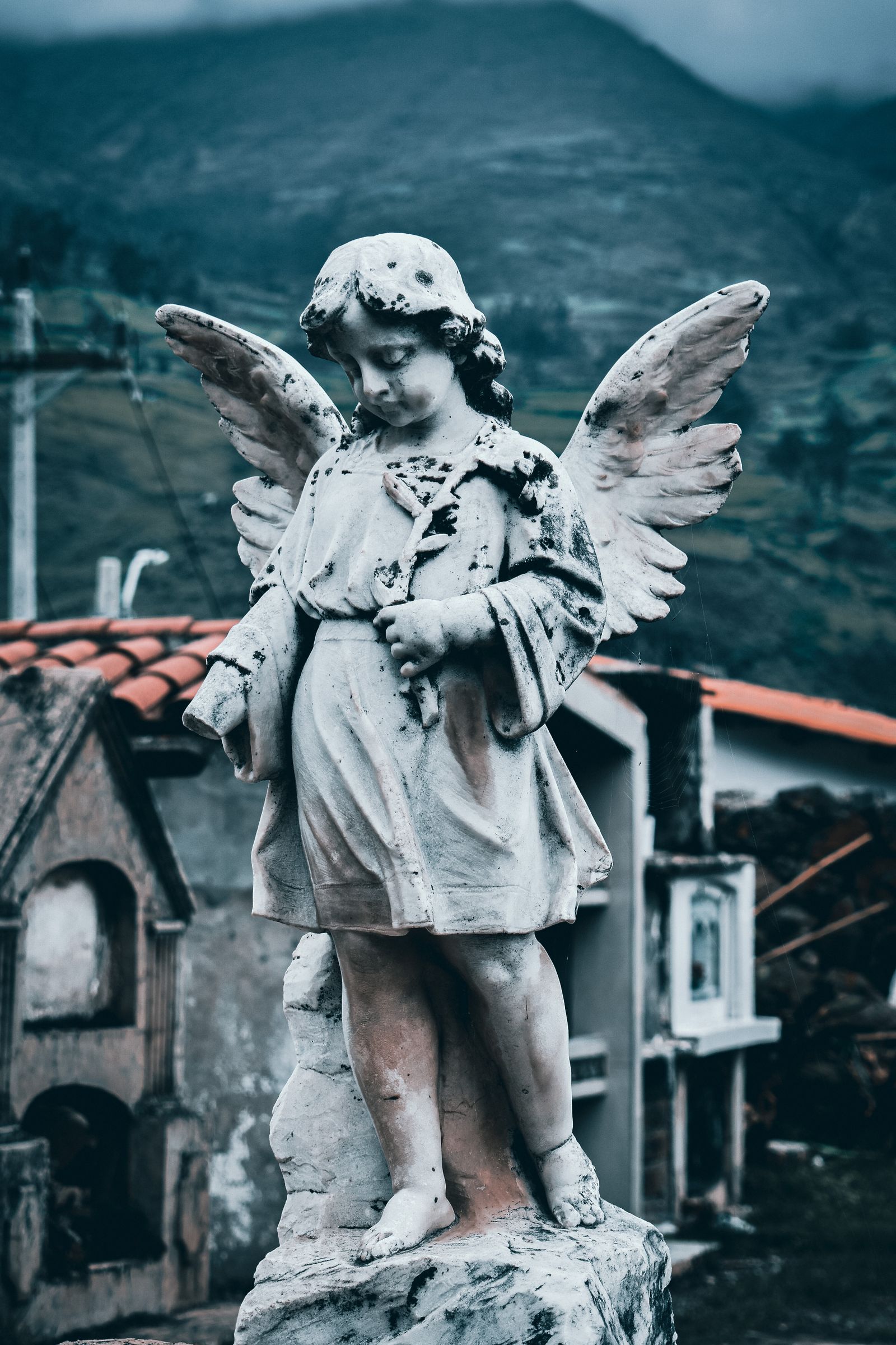Estátua de anjo de mármore, imagem do sonho com anjo